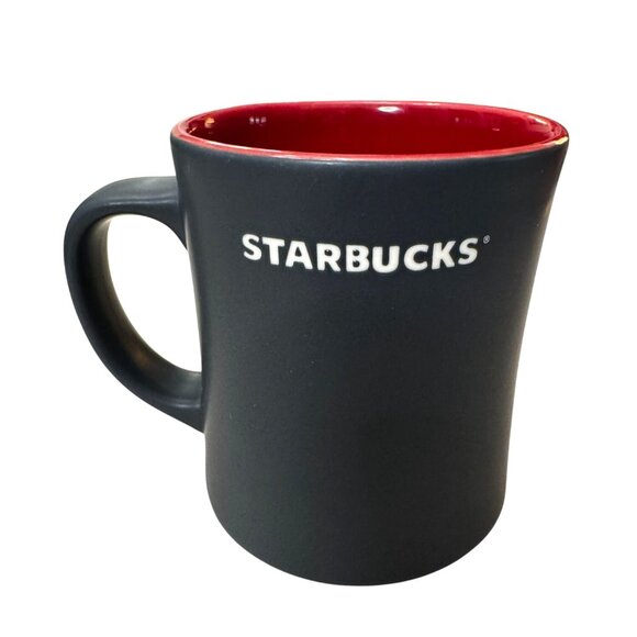 Starbucks Ceramic Dragon Mug 16 oz Black Red Interior 2011 Collectible Design - Picture 2 of 5